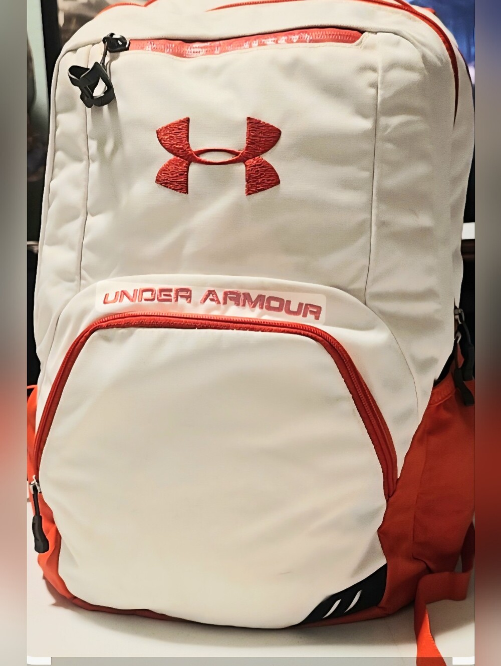 Under Armour White and Red Men's Backpack with Logo